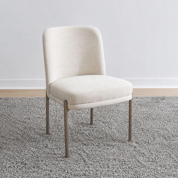 Linen & Nickel Metal Dining Chair Set