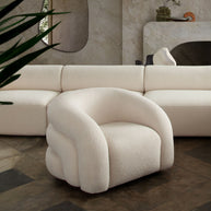 Ivory Sherpa Swivel Accent Chair