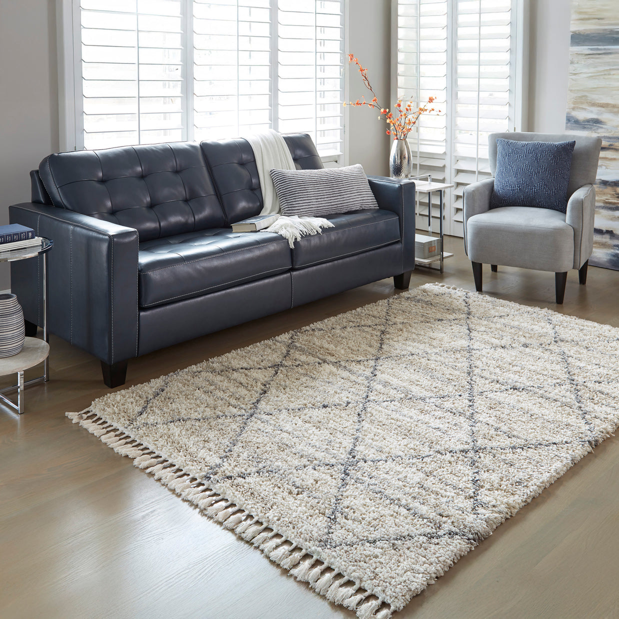 Diamond Woven Shag Area Rug