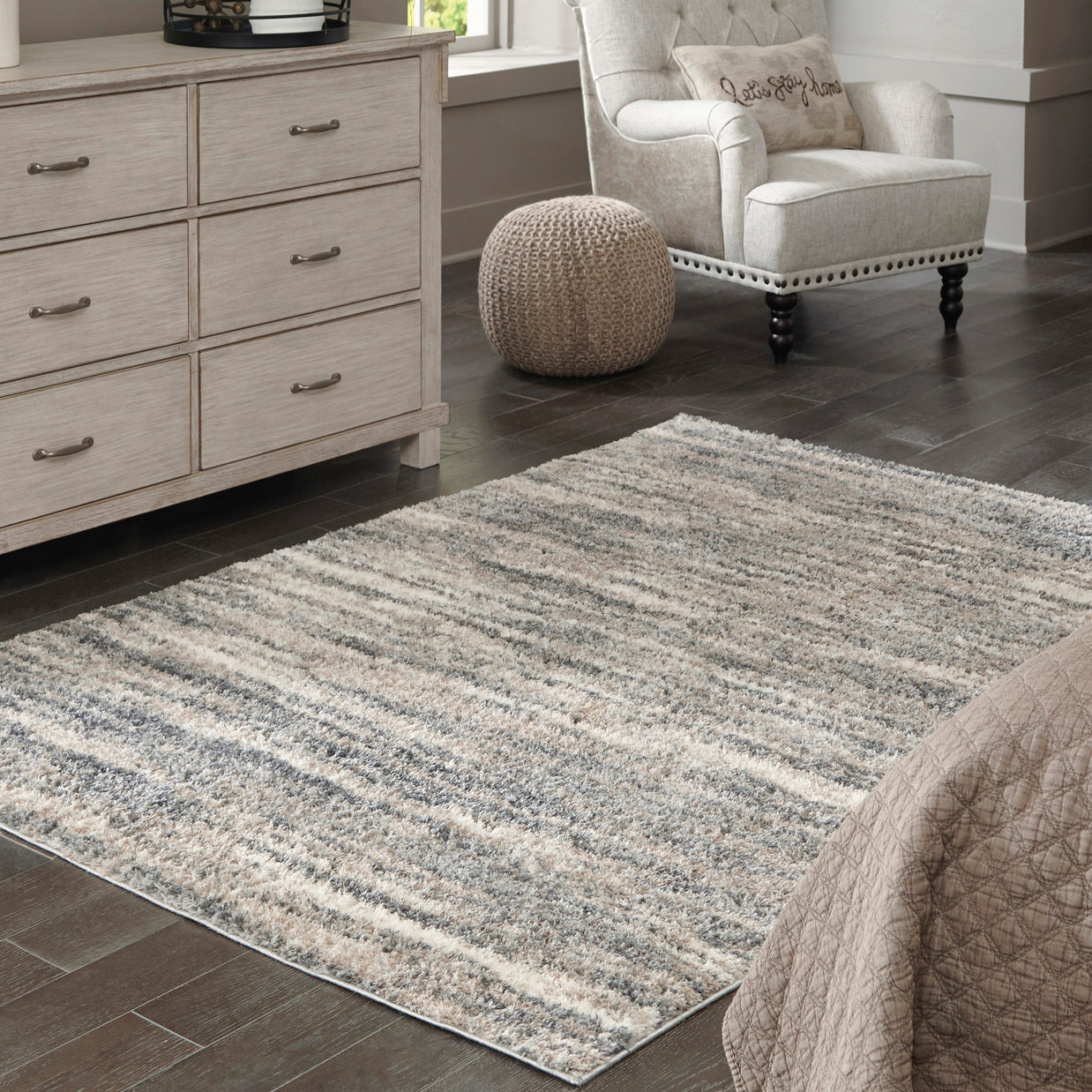 Retro Stripe Shag Area Rug