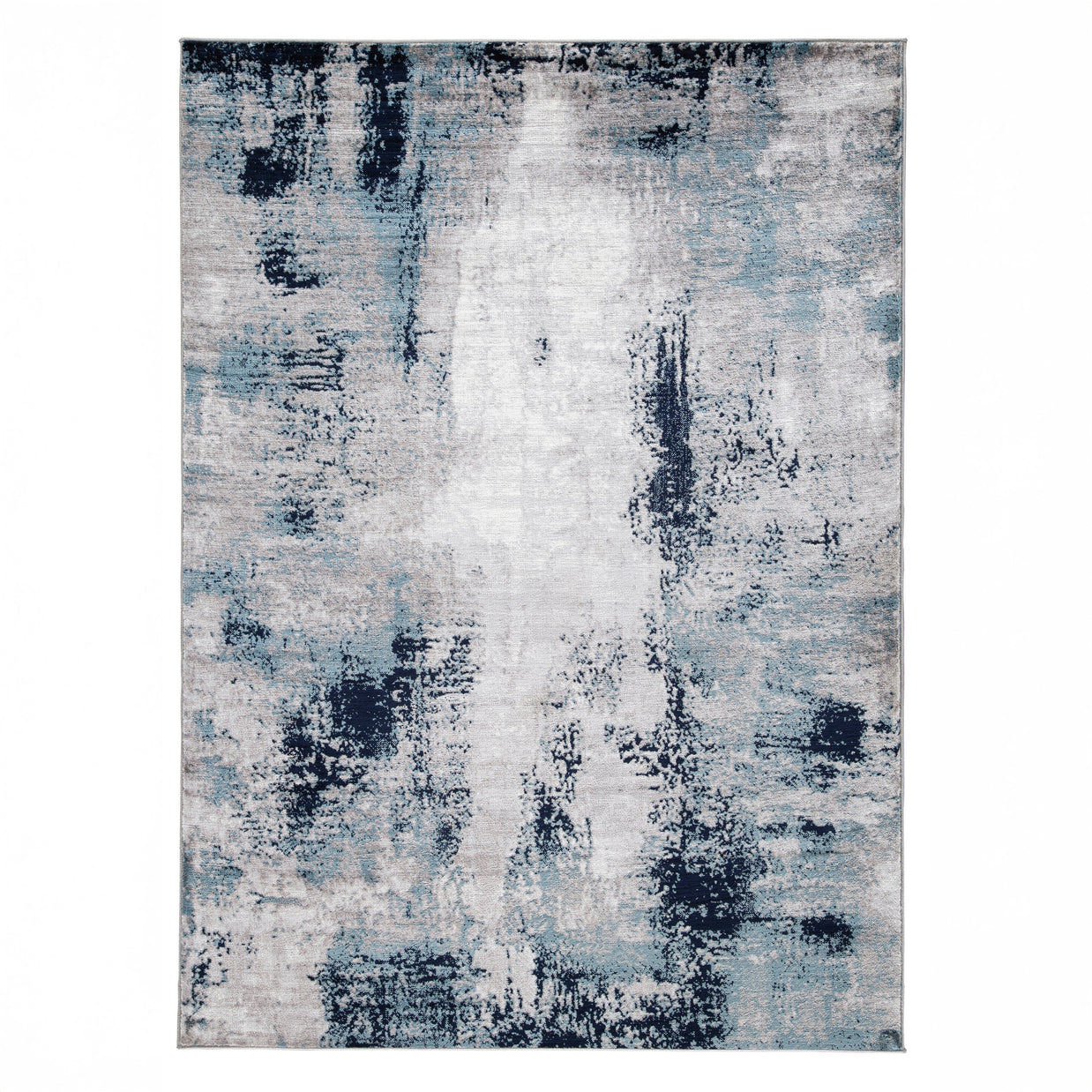 Modern Abstract Area Rug in White, Blue & Gray