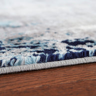 Modern Abstract Area Rug in White, Blue & Gray