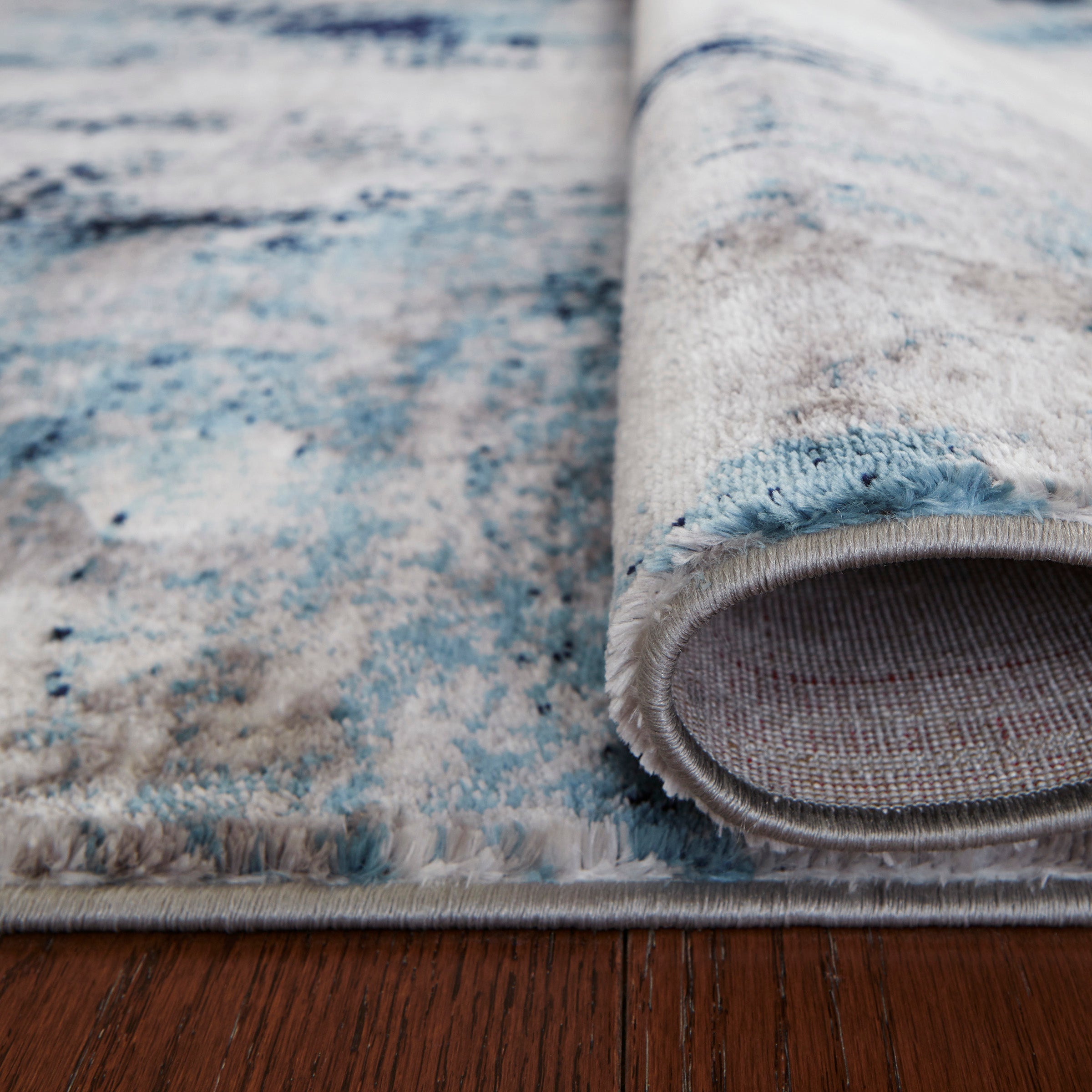 Blue Gray Abstract Rug Modern Abstract Area Rug in White, Blue & Gray – Caravana Furniture Shop