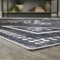 Distressed Geometric Washable Area Rug