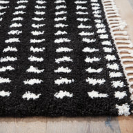Black & White Shag With Tassel Area Rug