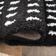 Black & White Shag With Tassel Area Rug