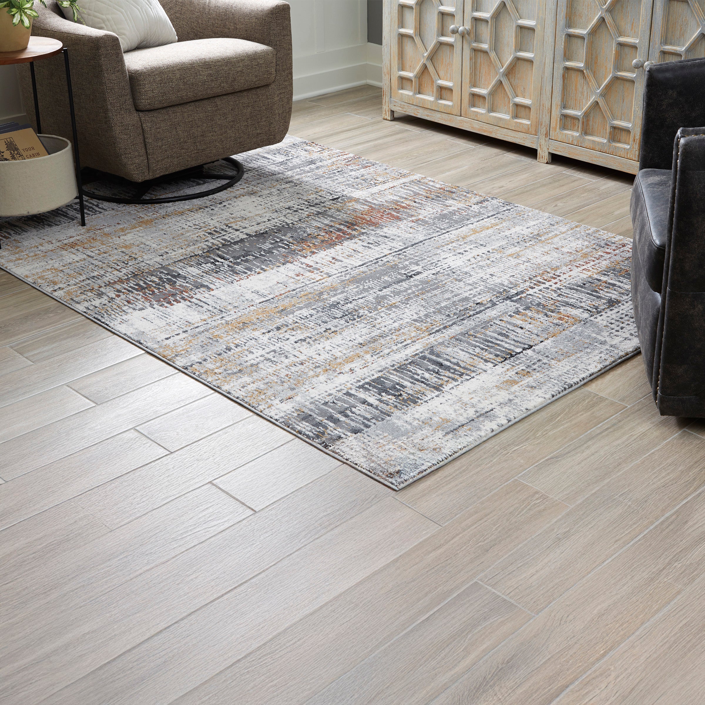 Modern Abstract Area Rug in Neutral Tones