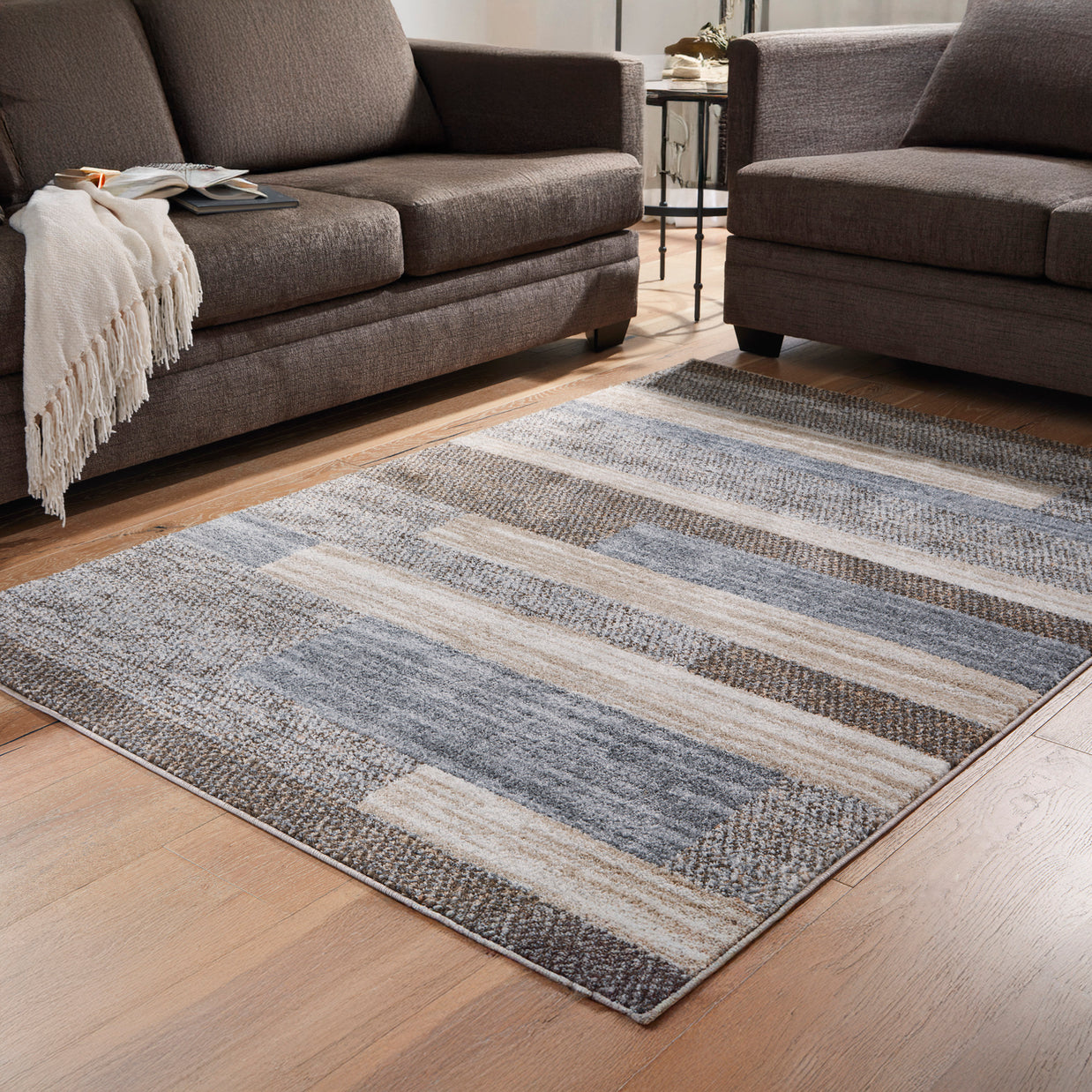 Neutral Stripe Area Rug