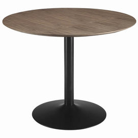 Round Black & Walnut Dining Table