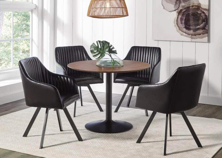 Round Black & Walnut Dining Table