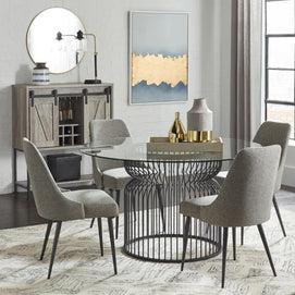 Round Gunmetal & Glass Dining Table