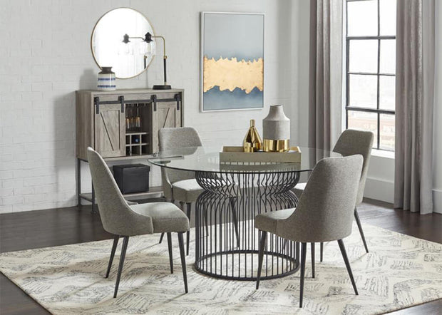 Round Gunmetal & Glass Dining Table