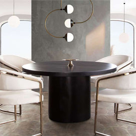 5 PC Contemporary Dining Set & Cream Velvet Chairs
