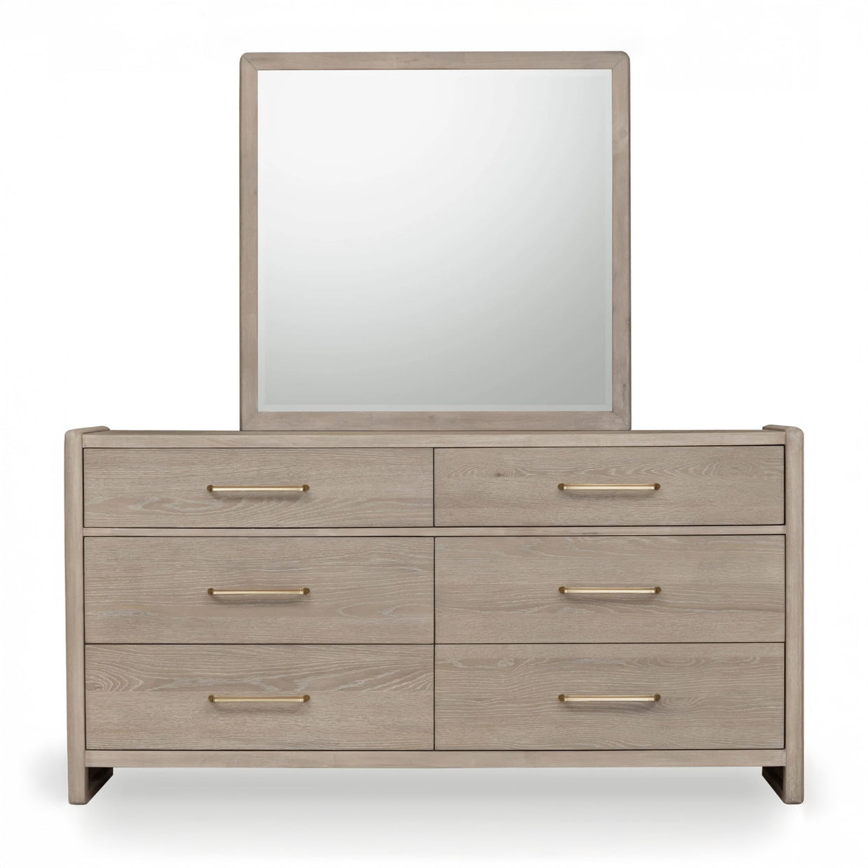 Chai Finish Oak Wood 6 Drawer Dresser