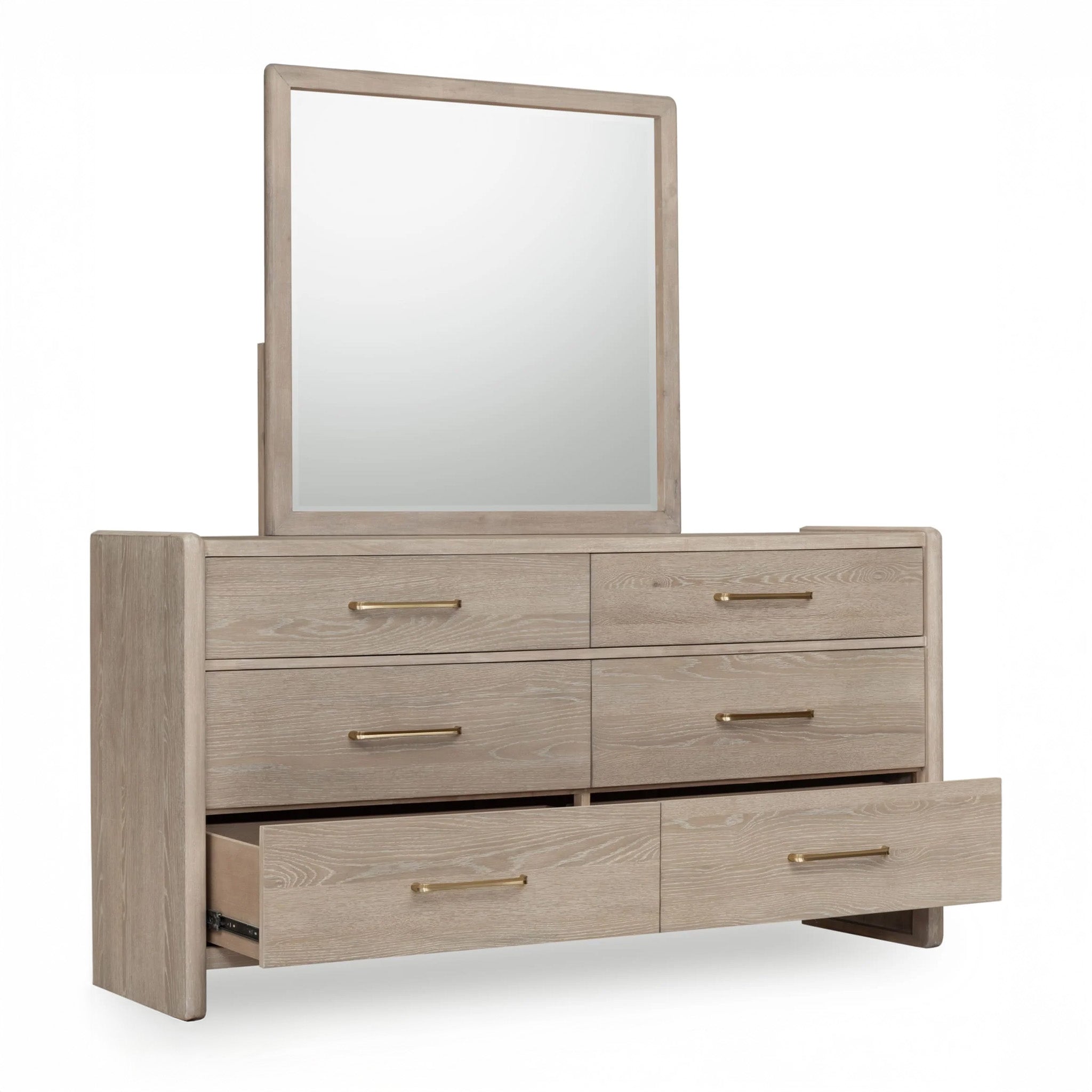 Chai Finish Oak Wood 6 Drawer Dresser