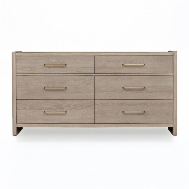 Chai Finish Oak Wood 6 Drawer Dresser