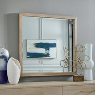 Chai Finish Oak Wood Beveled Glass Dresser Mirror