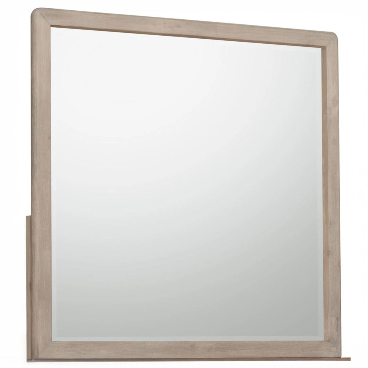 Chai Finish Oak Wood Beveled Glass Dresser Mirror