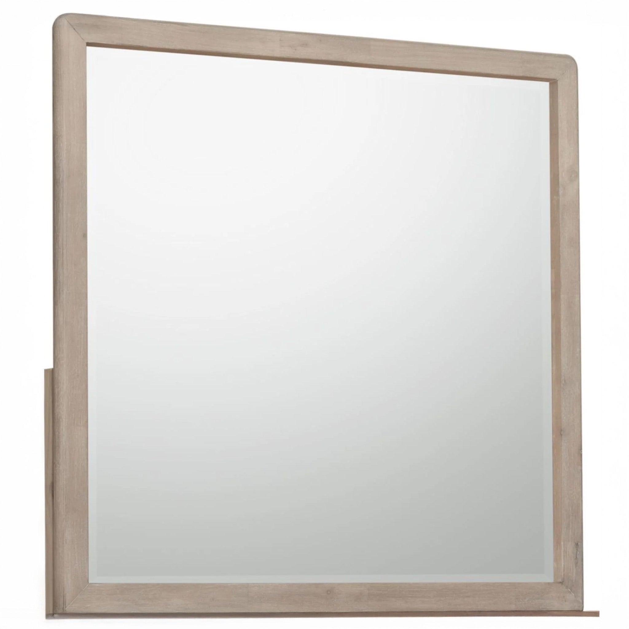 Chai Finish Oak Wood Beveled Glass Dresser Mirror