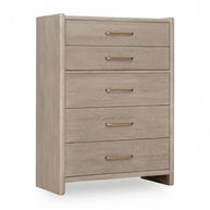 Chai Finish Oak Wood 5 Drawer Chest