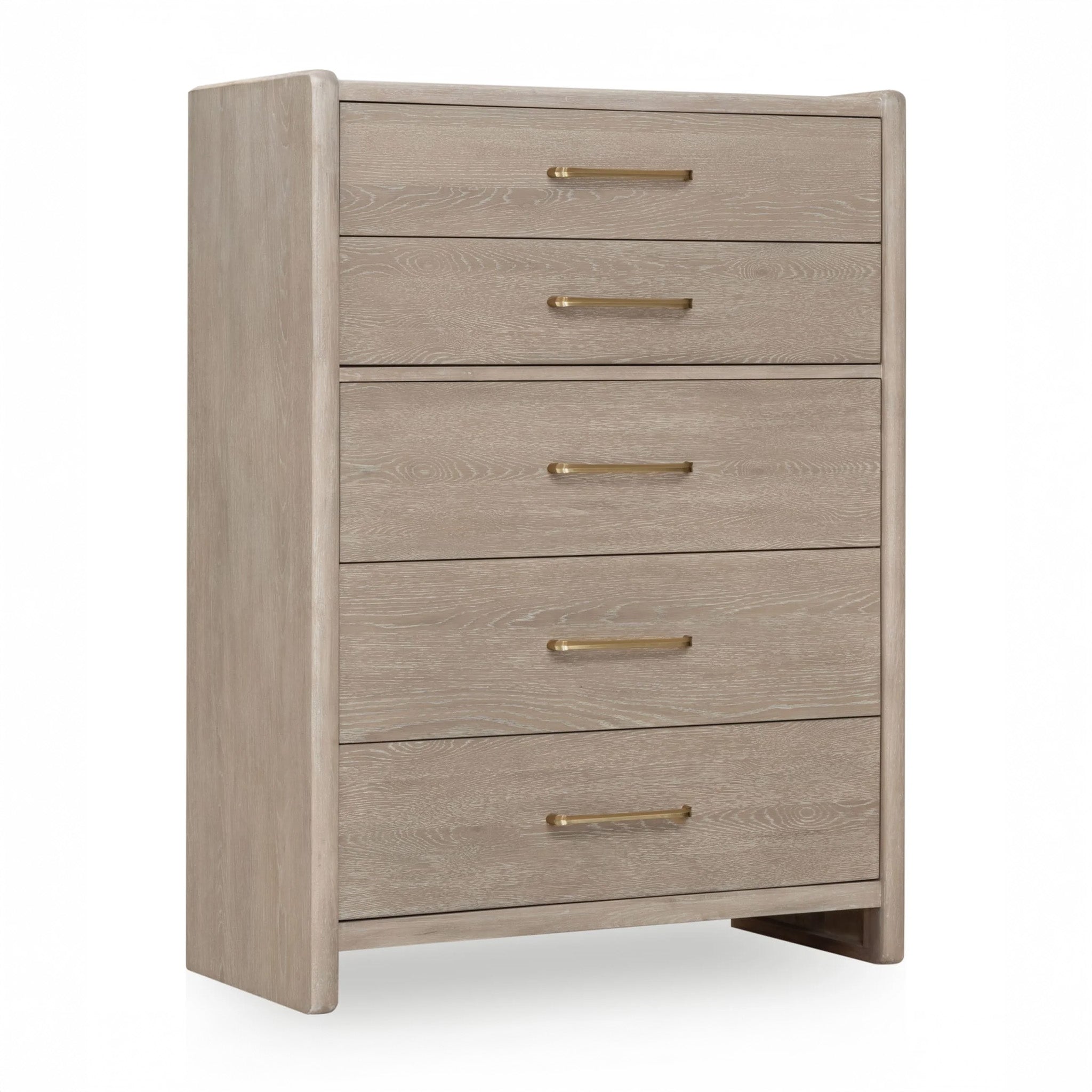 Chai Finish Oak Wood 5 Drawer Chest