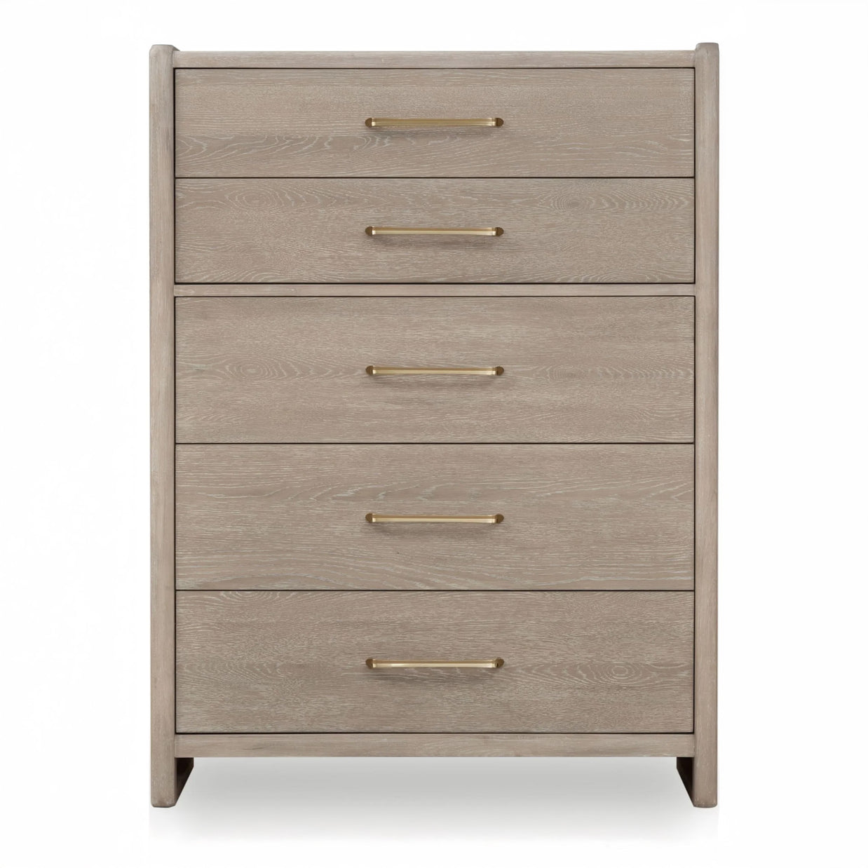 Chai Finish Oak Wood 5 Drawer Chest