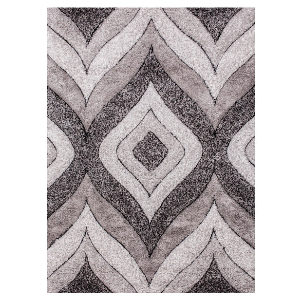 Geometric Area Rug – Grey & Cream Shag Design