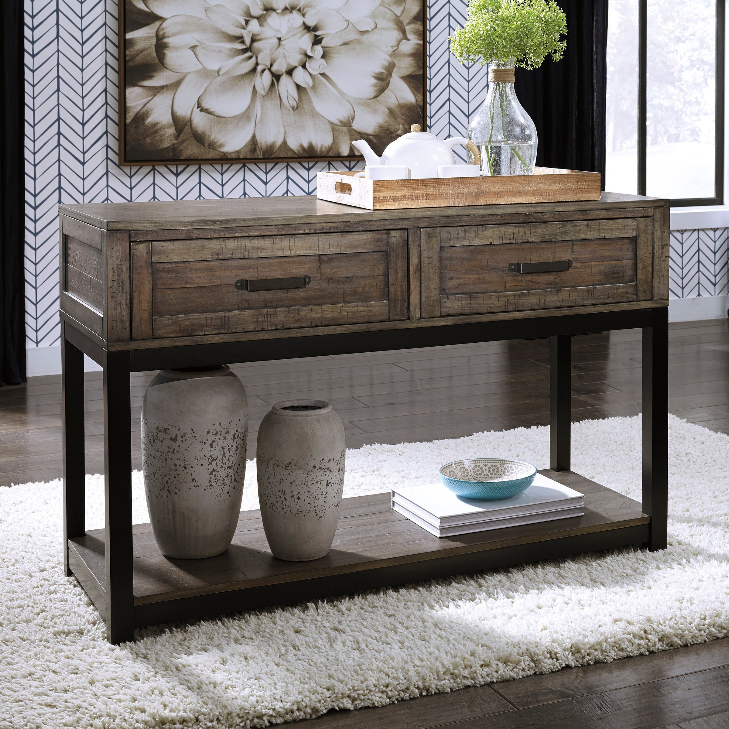 Two-Tone Rustic Sofa Table