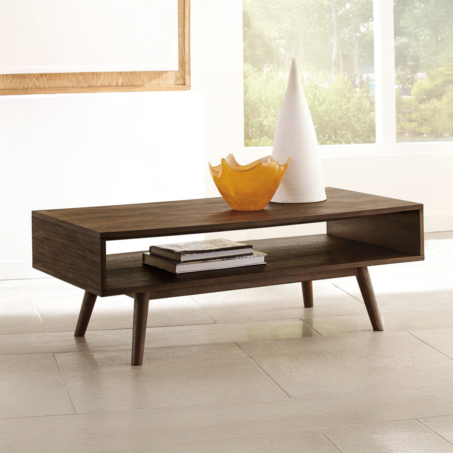 Mid-Century Brown Wood Coffee Table