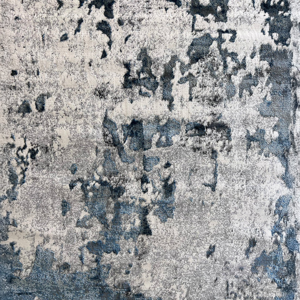Modern Abstract Blue & Ivory Area Rug