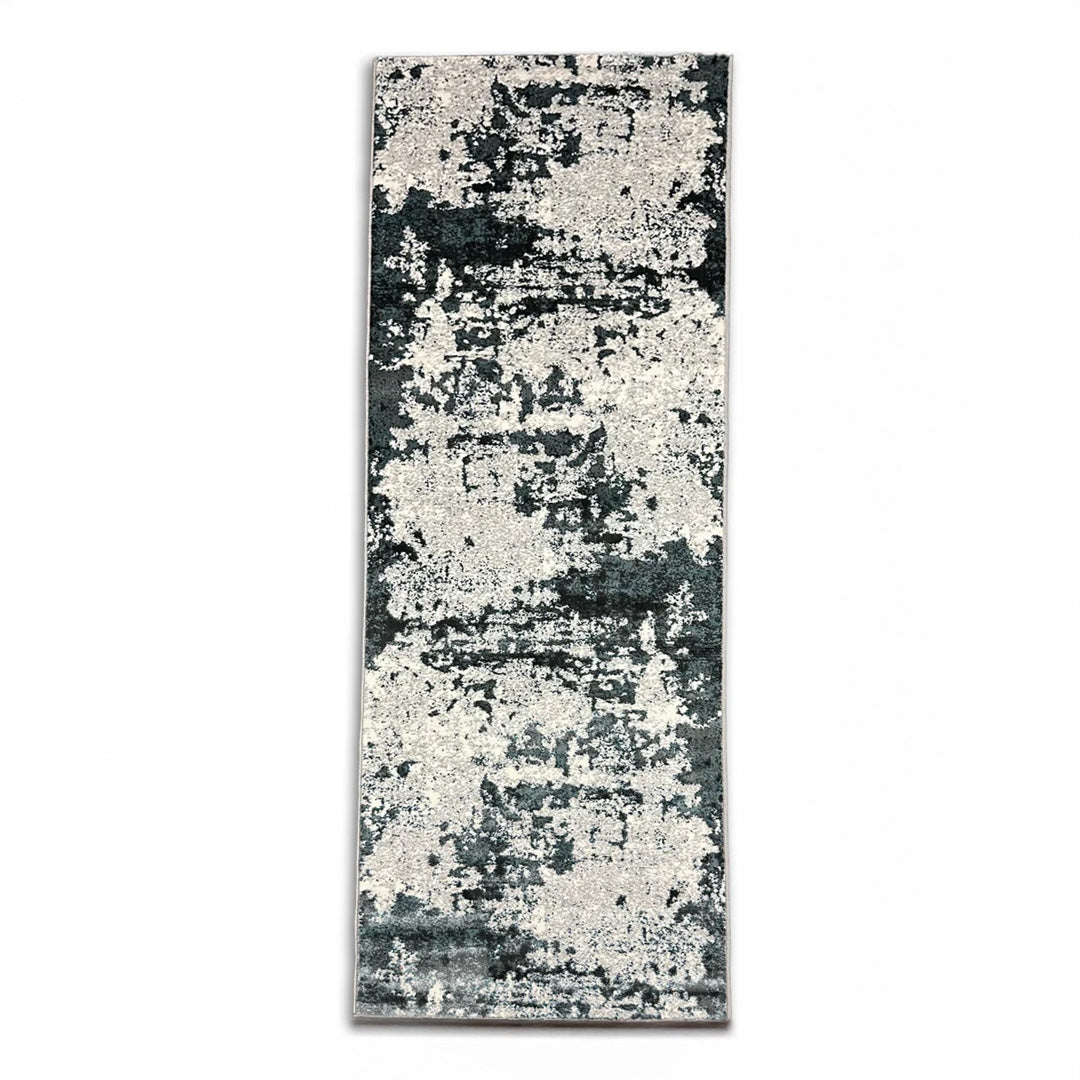 Modern Abstract Blue & Ivory Area Rug