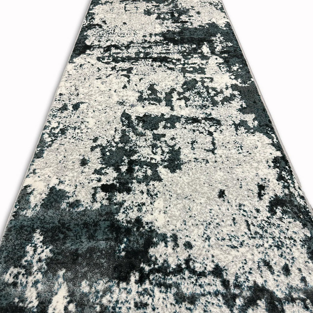 Modern Abstract Blue & Ivory Area Rug