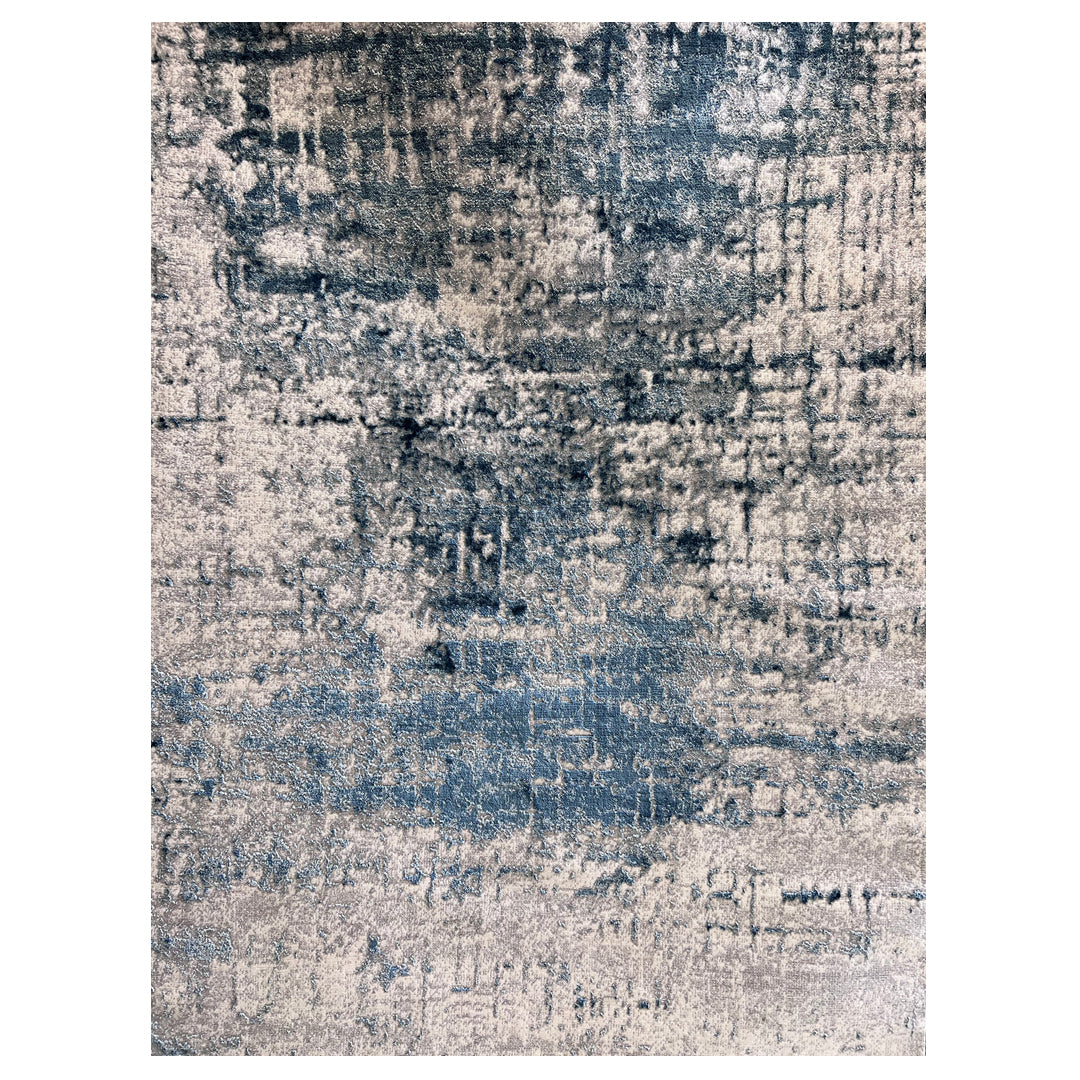 Modern Distressed Blue & Ivory Rug