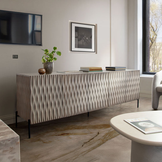 Sculpted Wood Sideboard – Ash Finish