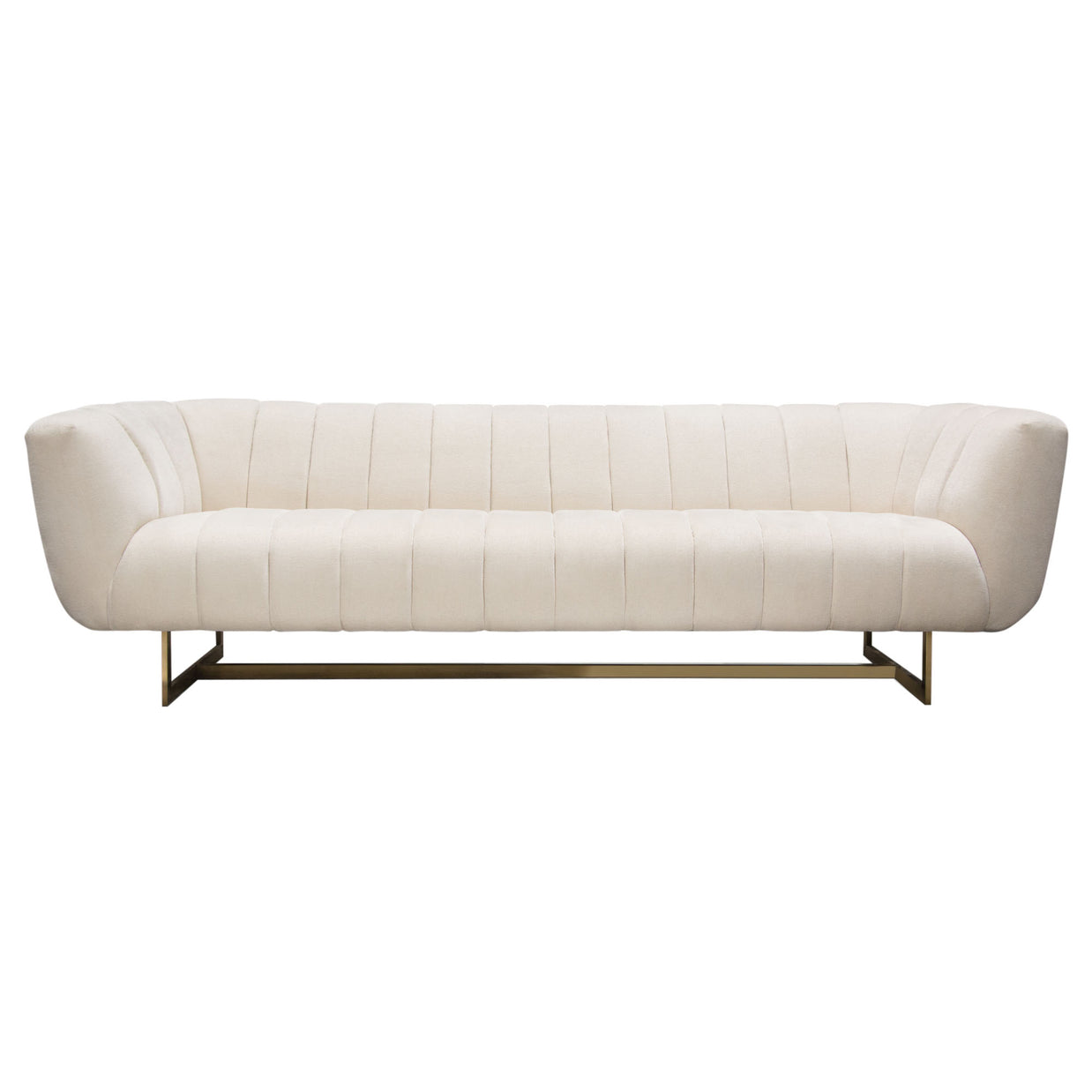 Cream Vertical Channel Tufted Sofa