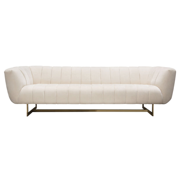 Cream Vertical Channel Tufted Sofa