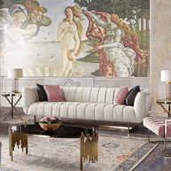 Cream Vertical Channel Tufted Sofa