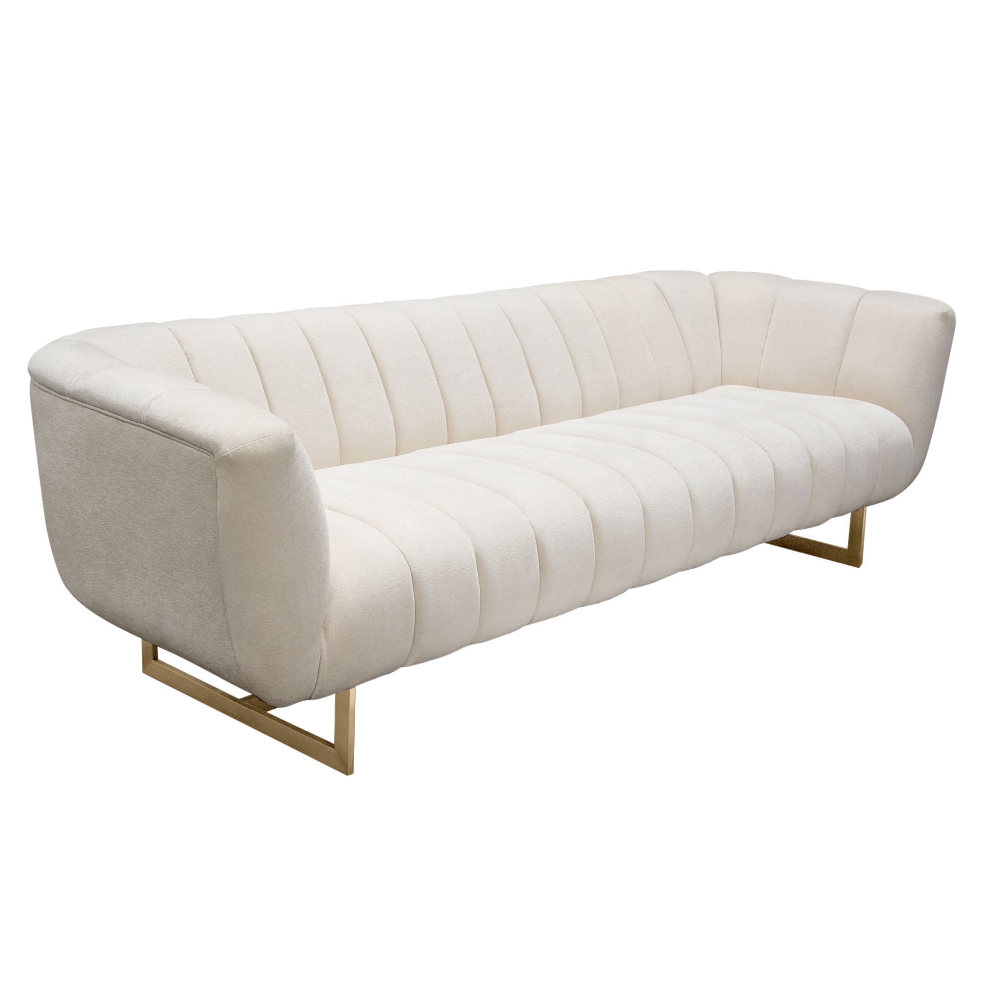 Cream Vertical Channel Tufted Sofa