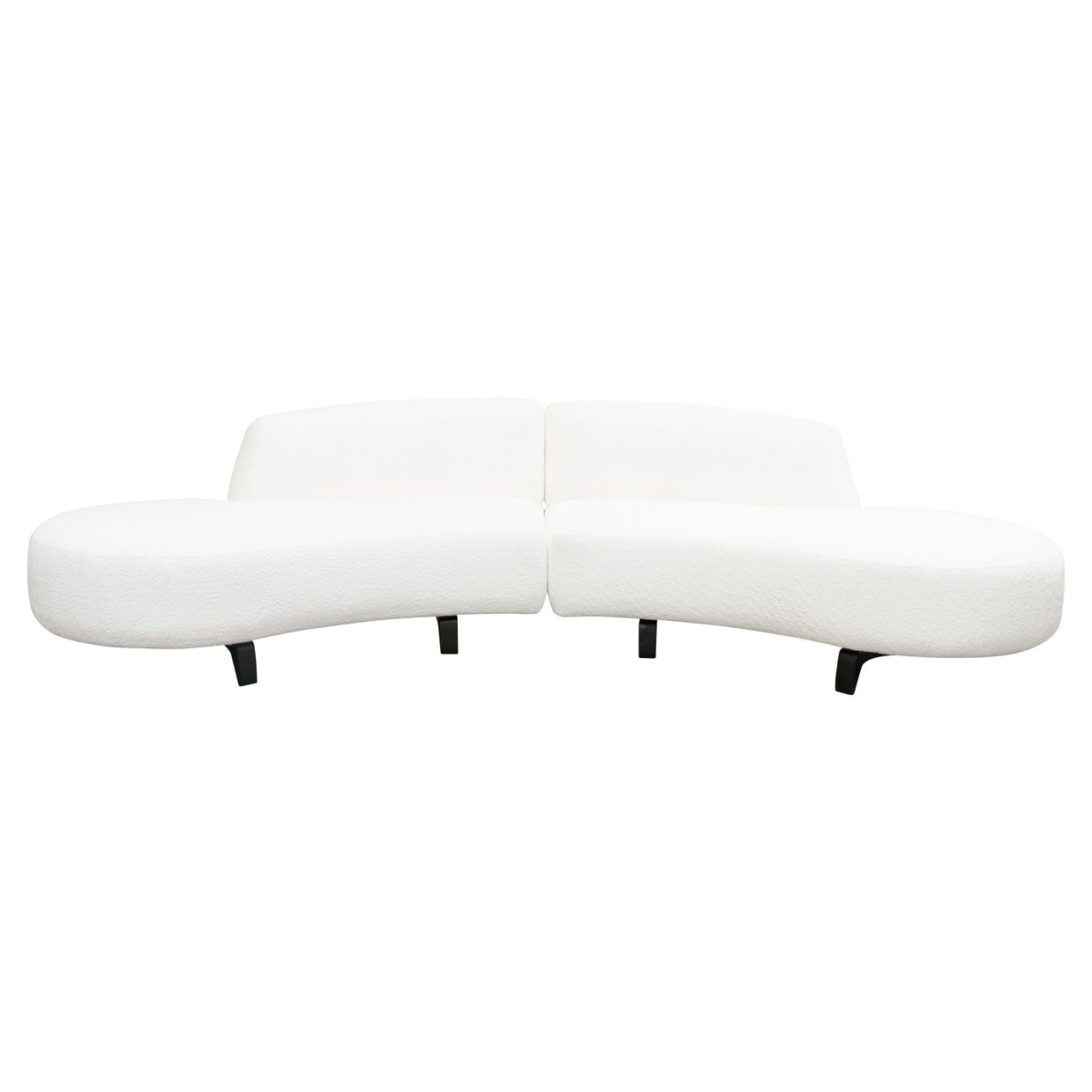 2-Piece White Faux Shearling Curved Sectional Sofa
