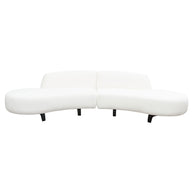2-Piece White Faux Shearling Curved Sectional Sofa