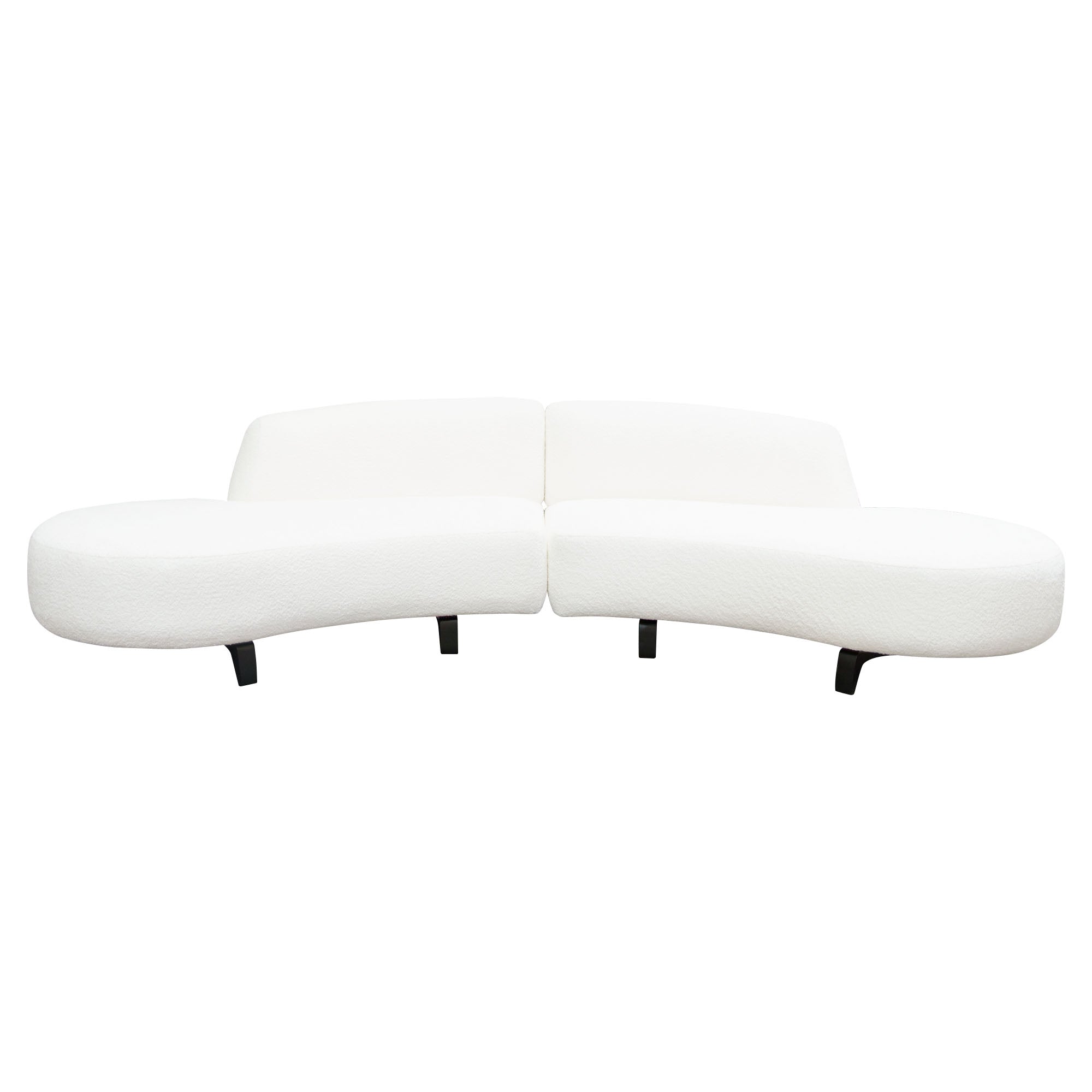 2-Piece White Faux Shearling Curved Sectional Sofa