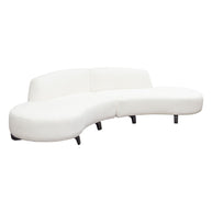 2-Piece White Faux Shearling Curved Sectional Sofa