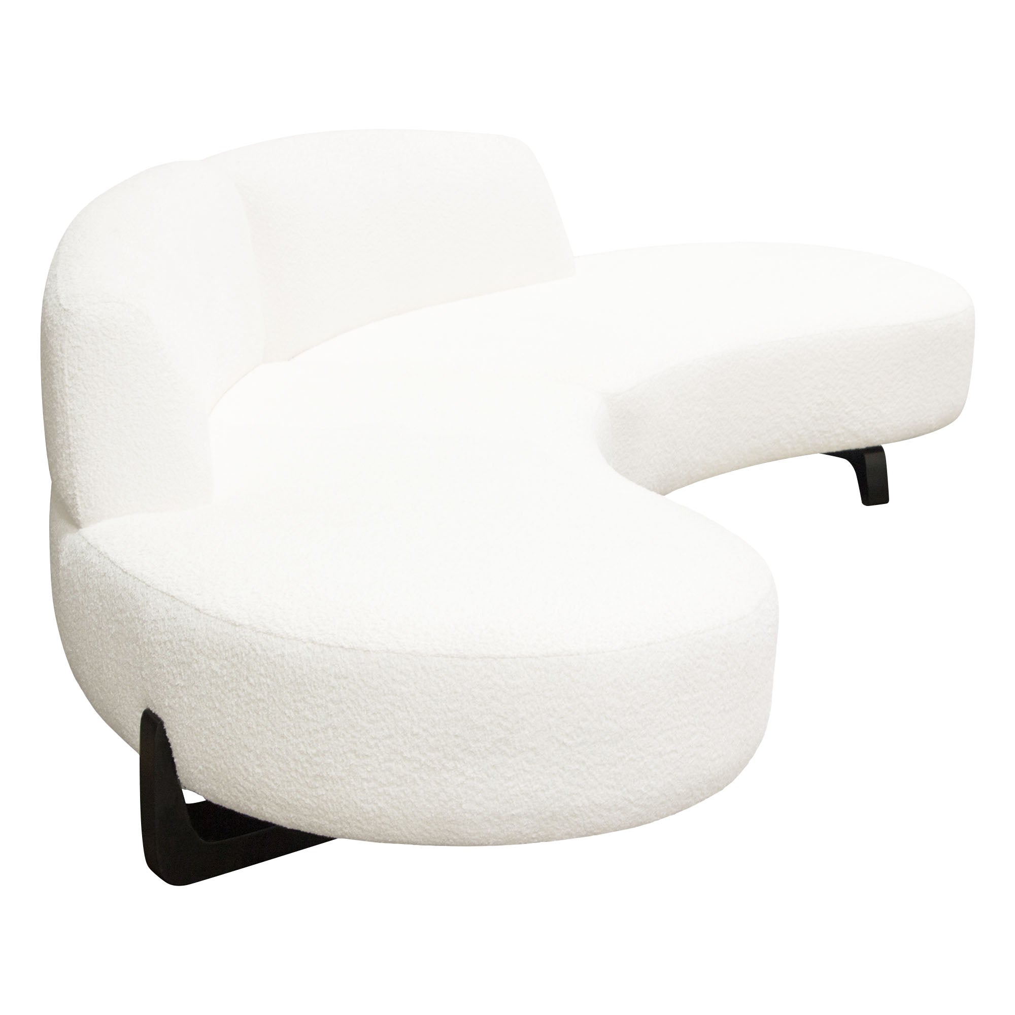 2-Piece White Faux Shearling Curved Sectional Sofa