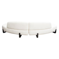 2-Piece White Faux Shearling Curved Sectional Sofa