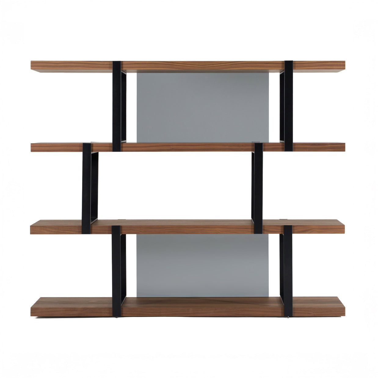 Modern Walnut & Black Bookshelf