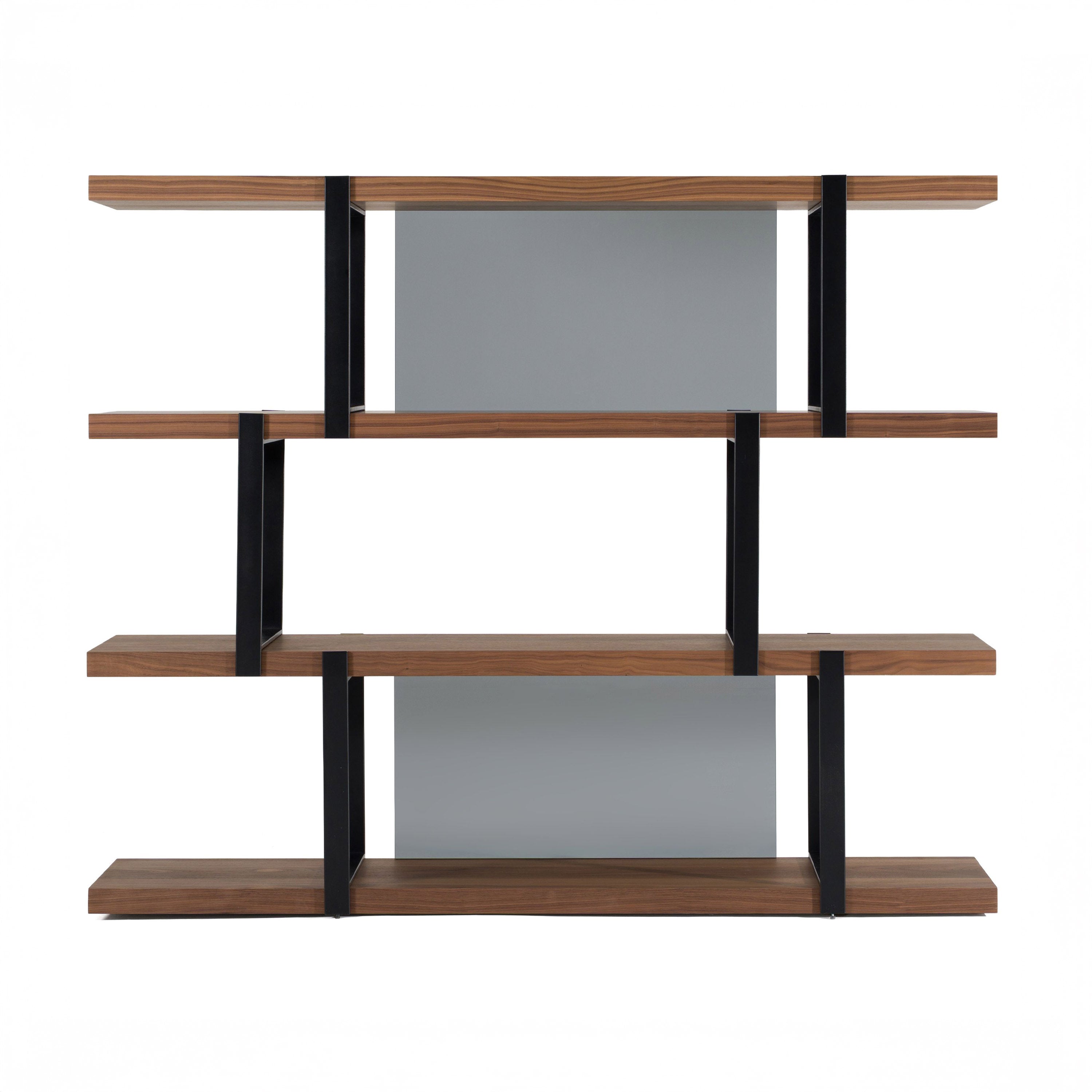 Modern Walnut & Black Bookshelf