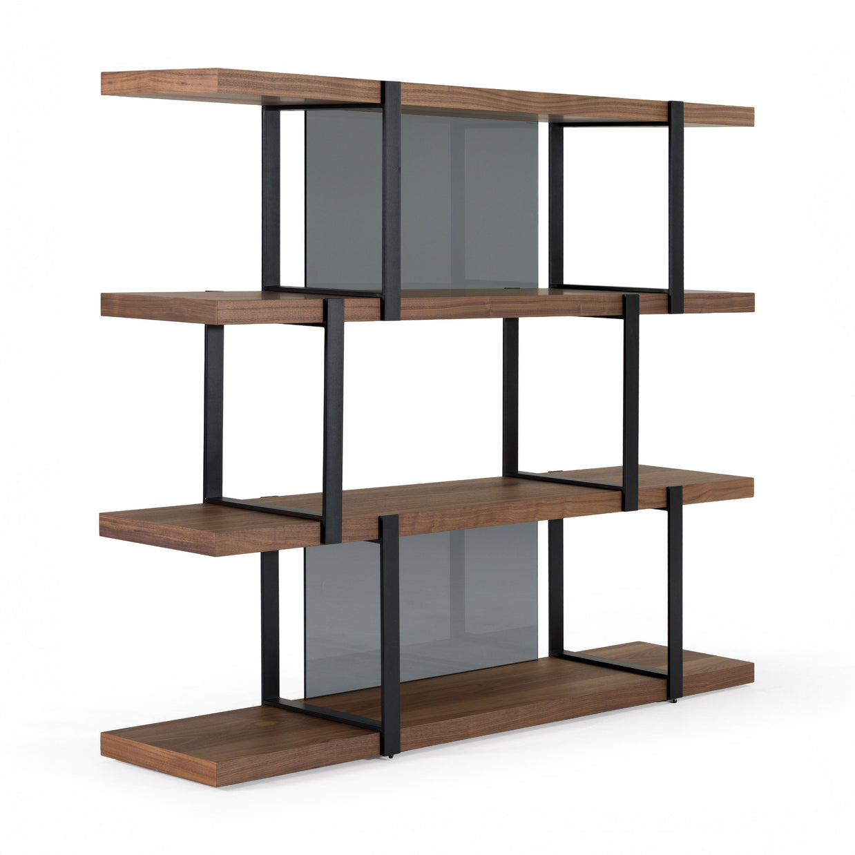 Modern Walnut & Black Bookshelf