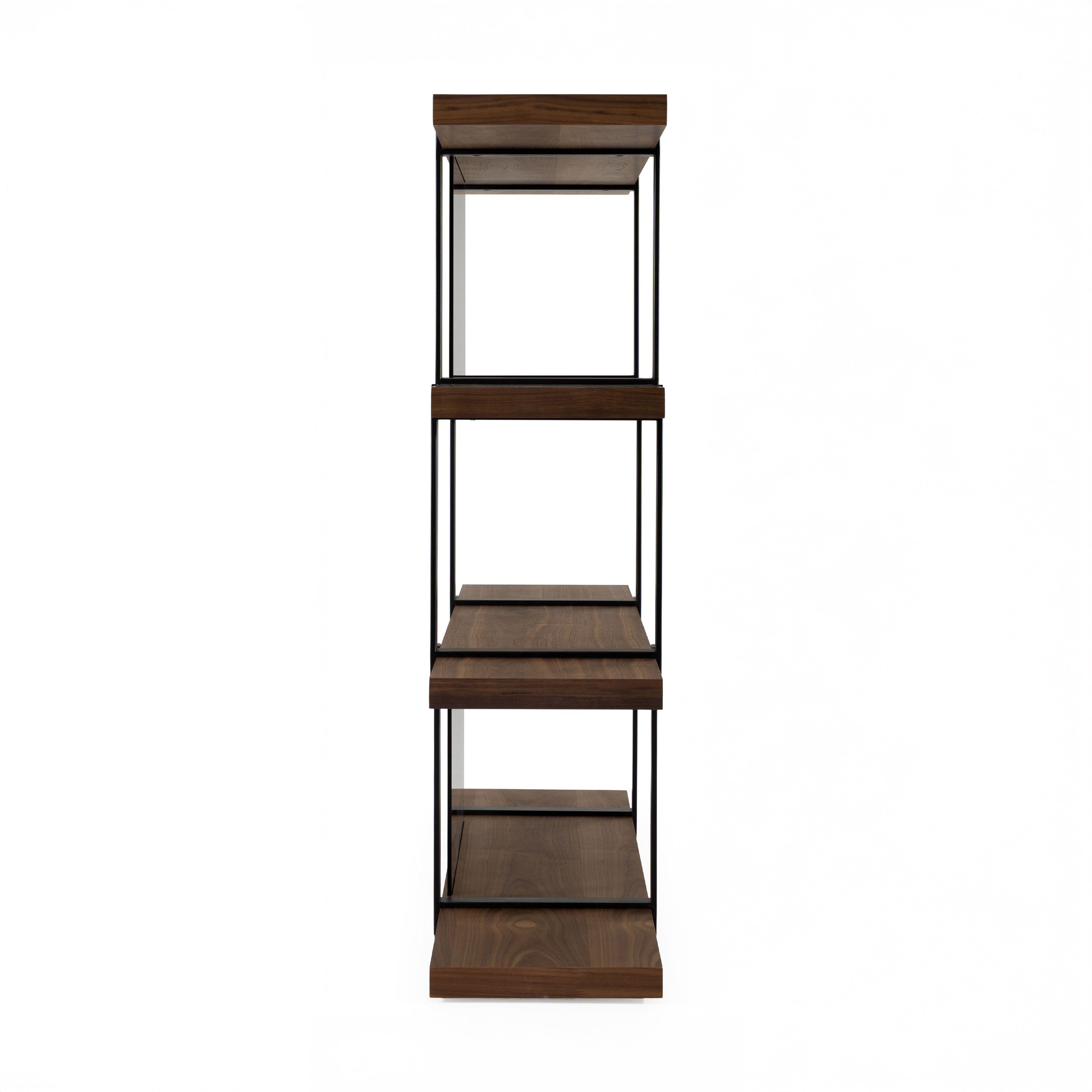 Modern Walnut & Black Bookshelf
