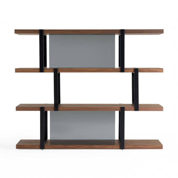 Modern Walnut & Black Bookshelf
