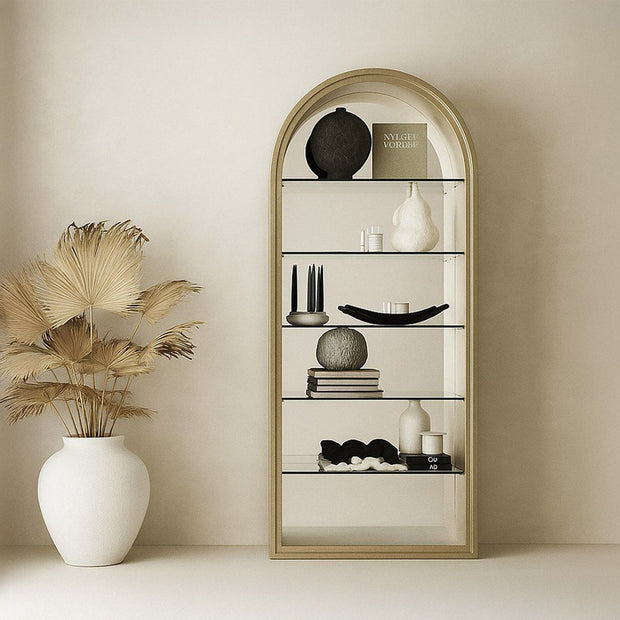Modern Antique Brass Mirror Bookcase